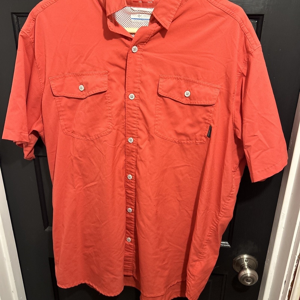 Columbia Mens XL Utilizer II Vented Omni-Shade Fishing Hiking Shirt Red